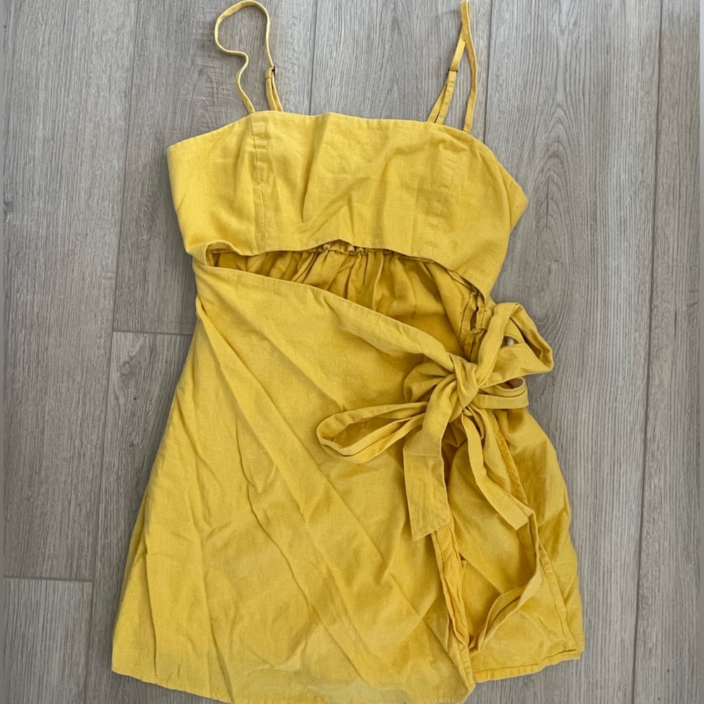 LINEN MINI WRAP DRESS